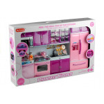 Kuchynka s príslušenstvom pre bábiky ružovo-fialová